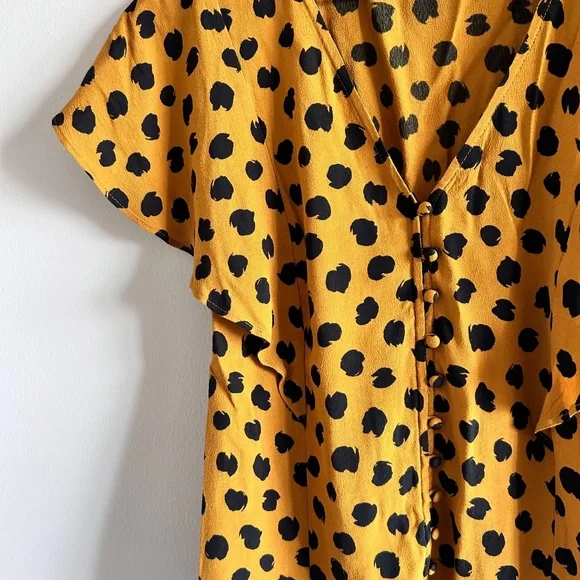 MadeWELL Carmelina Flutter-Sleeve Top | Painted Spots Egyptian Gold | Size 0 | - Picture 6 of 14